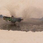 Custom Snowboard going into the drink!