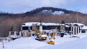 The burned out remains of the Ski Whitecap main lodge
