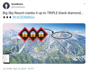 Ski trail signs -- image of Snowbrains' Tweet